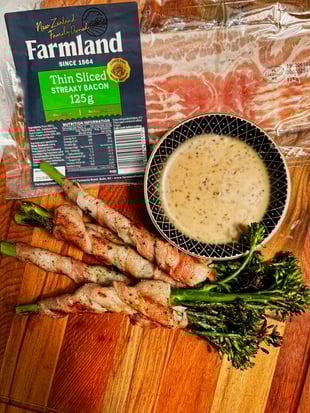 BBQ bacon-wrapped broccolini_Farmland_portrait