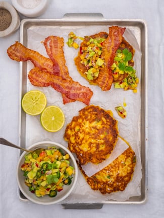 Bacon corn fritters with avocado salsa_Hero_LR-1003407