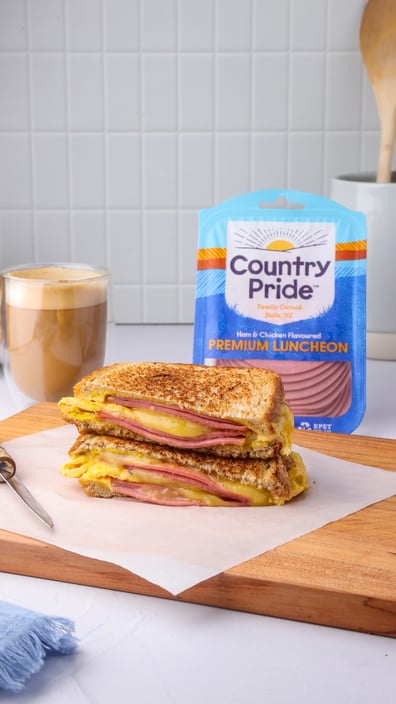 Grilled breakfast sandwich branded