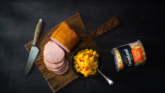 Airfryer pineapple glazed ham with tropical salsa_Farmland,portrait_HR-07326-1