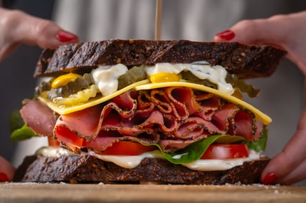 New York Style Deli Sandwich_landscape_Hero+hands_side on 3_HR